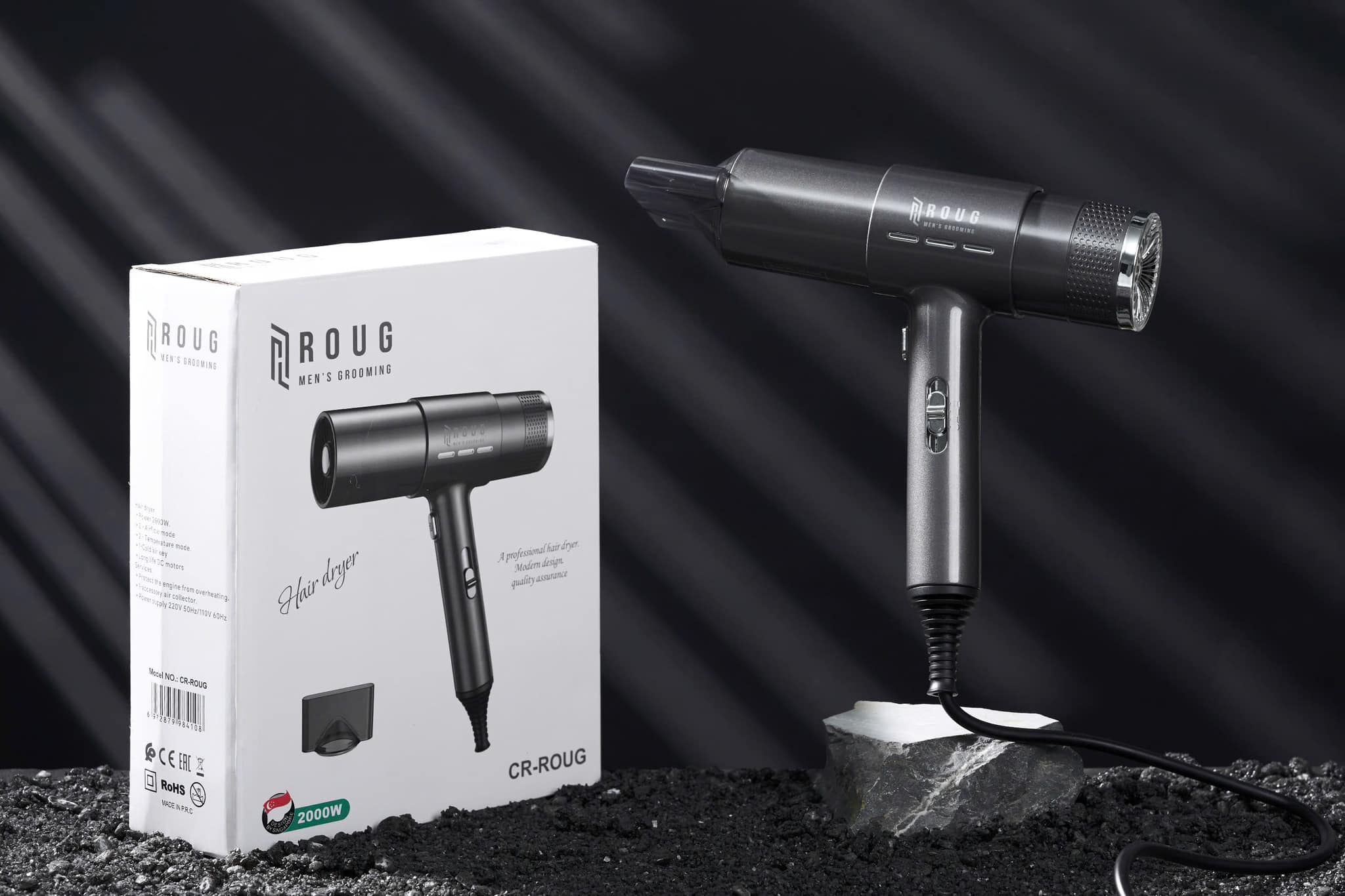 Mua Máy sấy tóc Roug Men's Grooming 2000w ion âm cao cấp hàng chính hãng +  Tặng 2 lược tạo kiểu tóc | Tiki