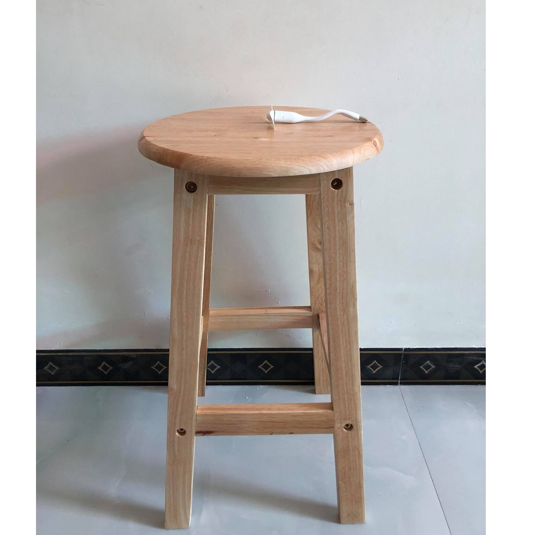 Ghế đôn, ghế đẩu tháo ráp gỗ tự nhiên VIMOS- Tặng kèm quạt USB – Cao 60 cn