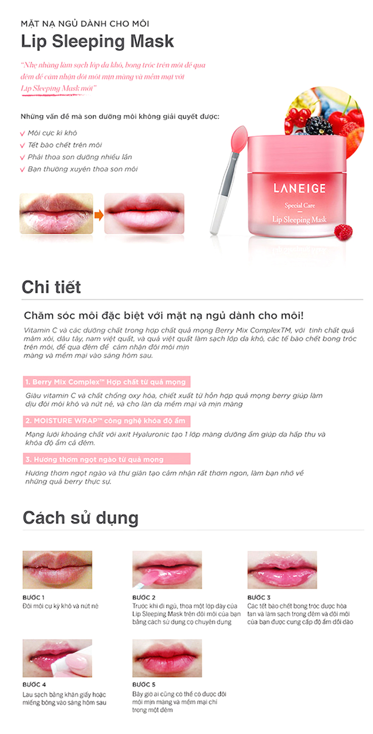 Mặt Nạ Ngủ Dưỡng Ẩm Môi Và Phục Hồi Môi Thâm Laneige Special Care Lip Sleeping Mask - Mini size