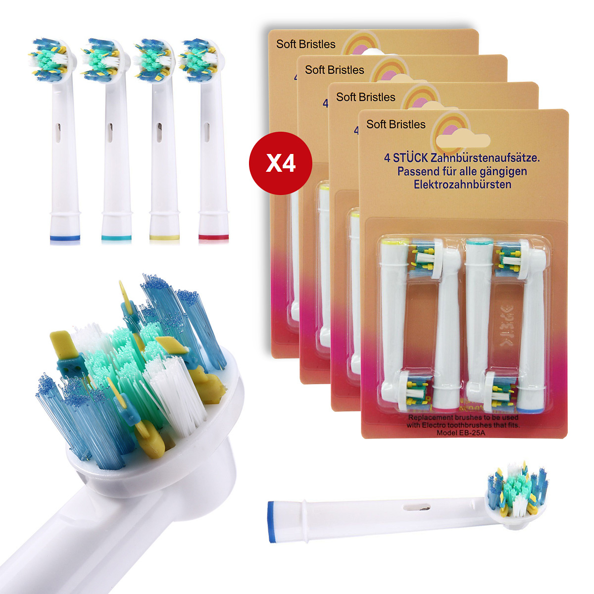 Bộ 4 đầu bàn chải đánh răng điện Đánh tan mảng bám thay thế cho máy Oral B - Xuất xứ Đức 9