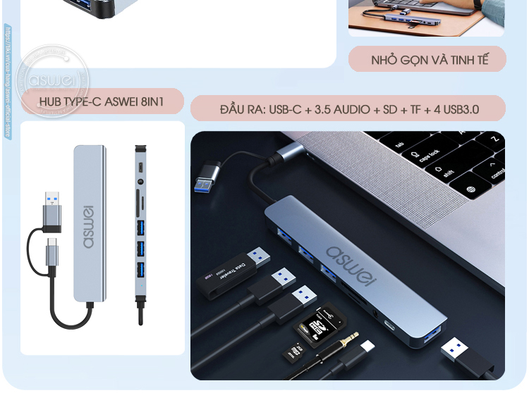 usb hub, hub usb aswei 8in1