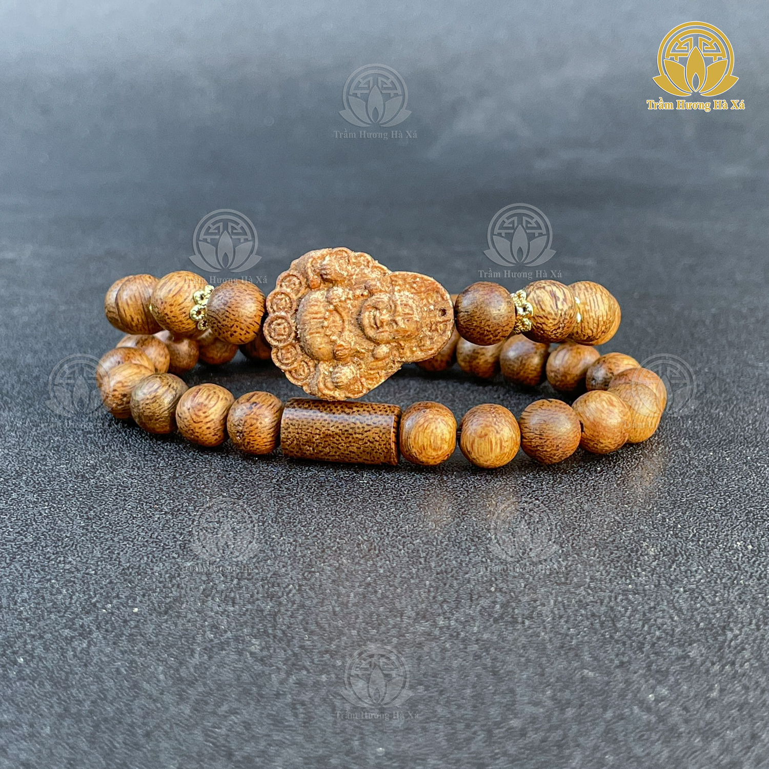 Vòng tay đôi trầm hương phong thủy HÀ XÁ mix charm hoa sen hồ ly phật di lặc phật bà quan thế âm đeo tay cặp đôi nam nữ may mắn bình an tài lộc