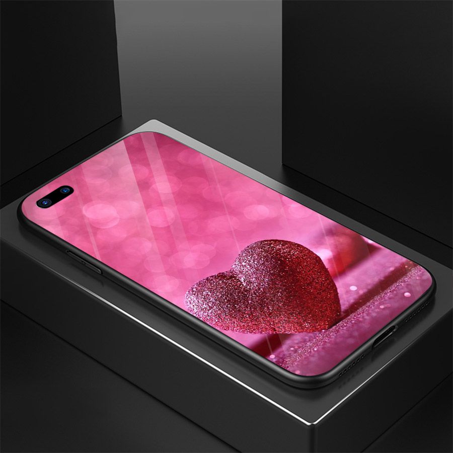 Ốp điện thoại kính cường lực cho máy Oppo Realme C1 - trái tim tình yêu MS LOVE024