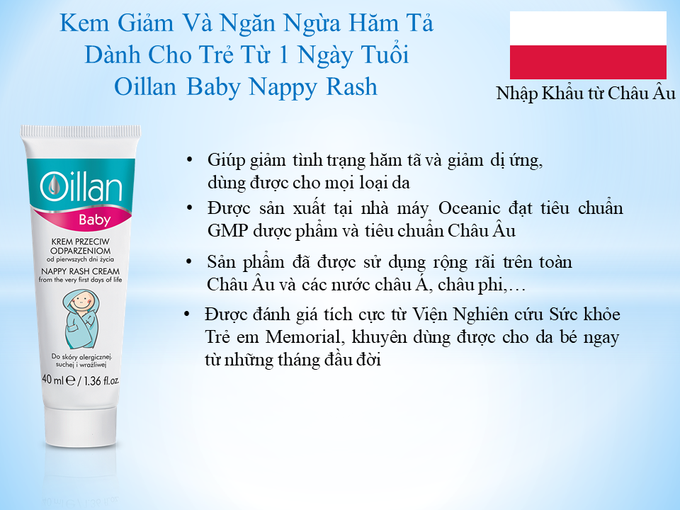 Kem Giảm Và Ngăn Ngừa Hăm Tả Dành Cho Trẻ Từ 1 Ngày Tuổi Oillan Baby Nappy Rash 40ml - 3997