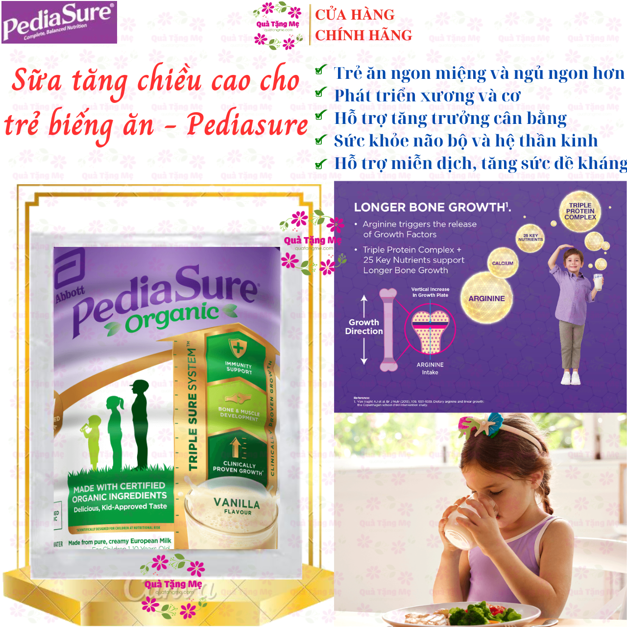 Sữa tăng chiều cao cho trẻ biếng ăn từ 1-10 tuổi Úc Pediasure