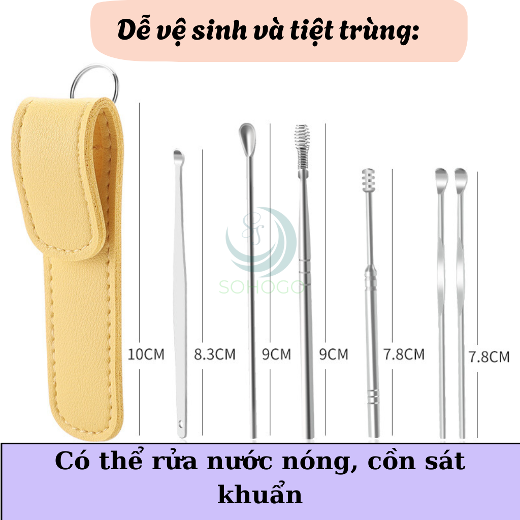 Dụng Cụ Lấy Ráy Tai Inox 360°- Tai Sạch – Dụng Cụ Vệ Sinh Tai Thông Minh- Bộ Lấy Ráy Tai Xoắn Ốc Chuyên Dụng- Dụng Cụ Vệ Sinh Tai Không Đau Inox Cao Cấp- Dụng Cụ Lấy Ráy Tai Xoay 360 Độ Kèm Bao Đựng
