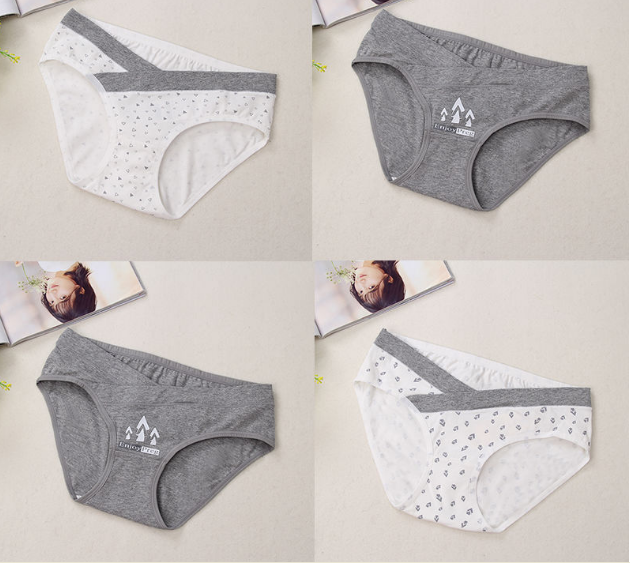 Sét 4 quần lót/chíp bầu Azuno Az1003 cạp chéo Cotton họa tiết không đường may