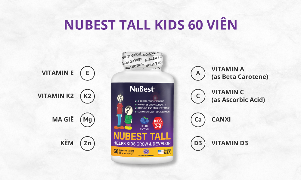 TPBVSK Hỗ Trợ Phát Triển Xương NuBest Tall Kids cho Trẻ từ 2-9 Tuổi