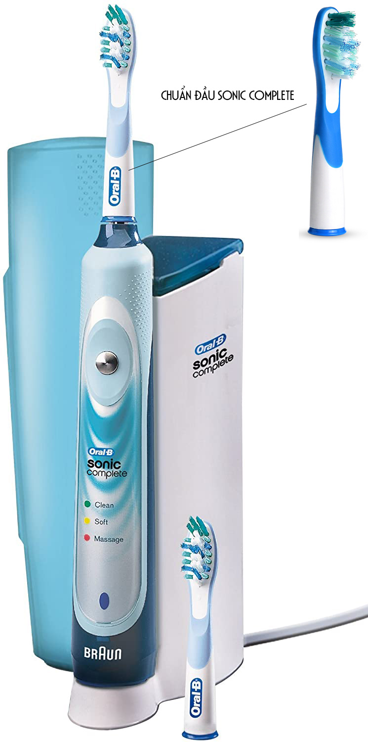 bộ 4 đầu bàn chải đánh răng điện sr12a.18a cho các dòng máy braun oral b sonic, sonic complete và sonic vitaliy 2