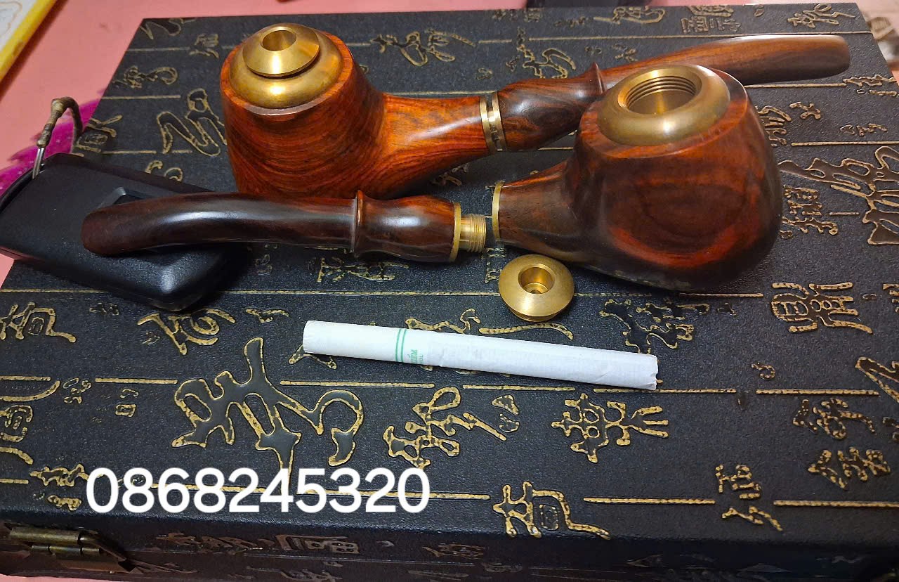 Tẩu hút thuốc gỗ trắc đỏ đen kt 4.5×17.5cm