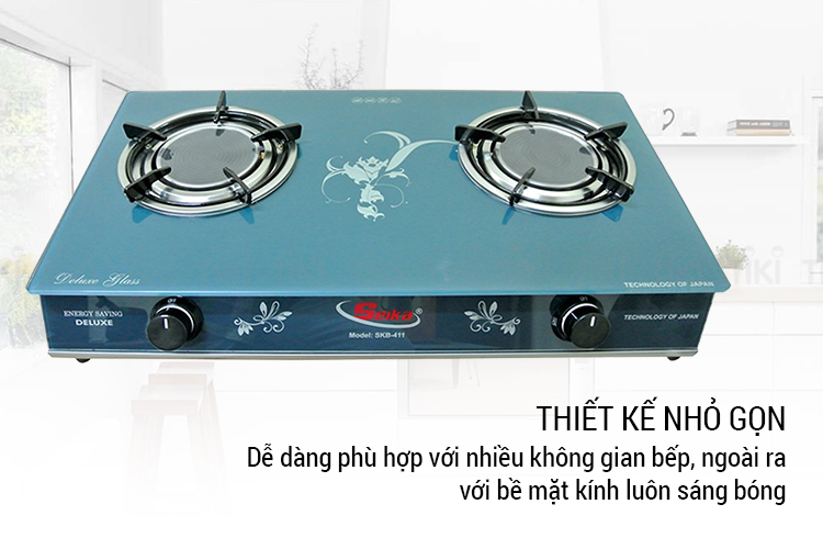 Bếp Gas Đôi Mặt Kính Sen Hồng Ngoại Seika SKB411 - Hàng Chính Hãng