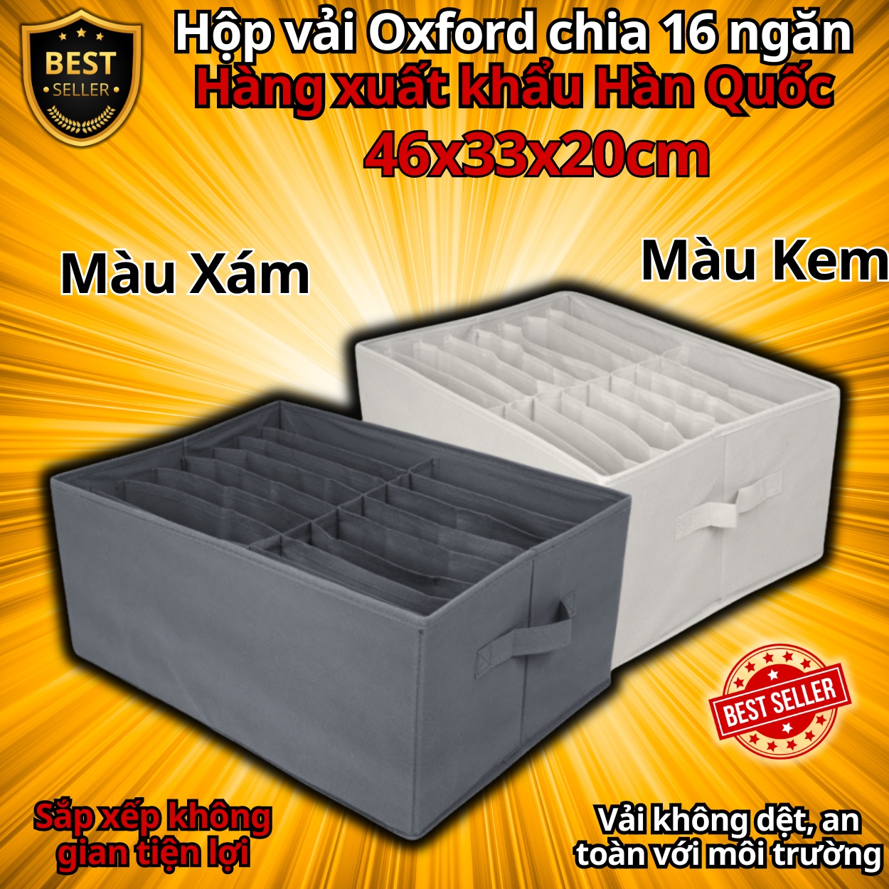 Hộp vải đựng quần áo chia 9 ngăn - 16 ngăn đa năng D Danido - Khay đựng đồ 9 ngăn tiện ích, chất liệu cao cấp vải không dệt có nắp, an toàn môi trường