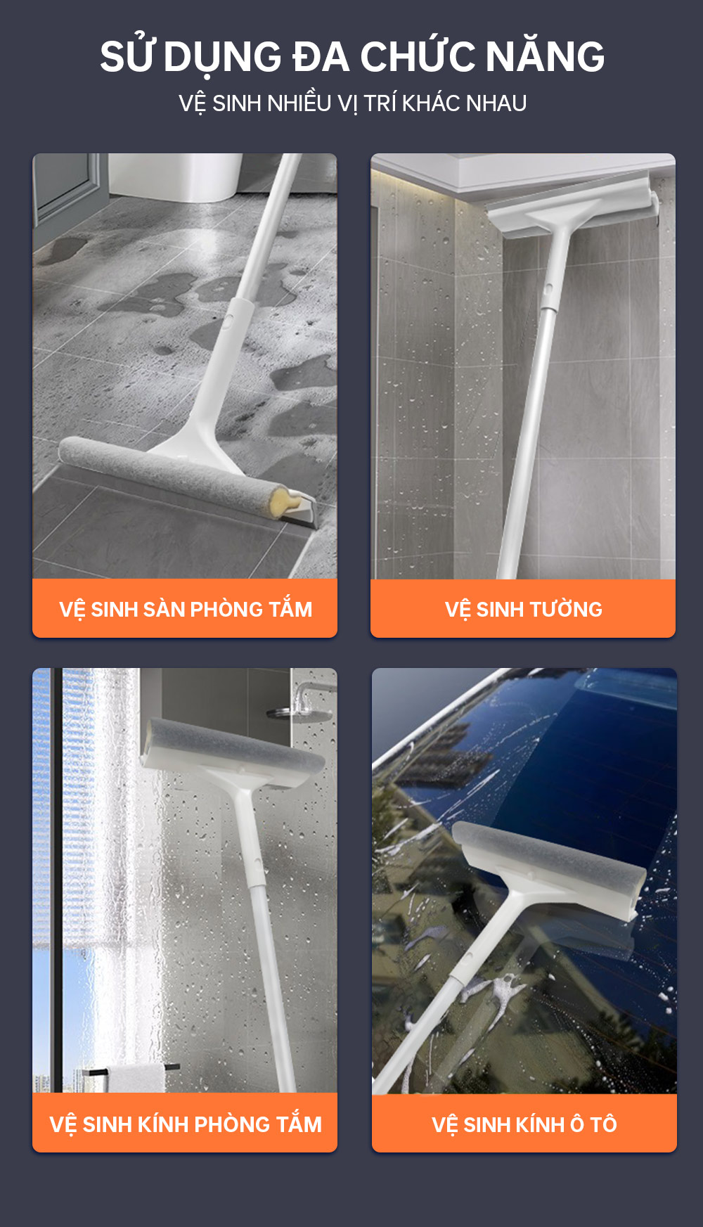 Cây lau kính, gạt chùi kính đa năng 2 đầu trong 1 - Parroti Shiny SN01