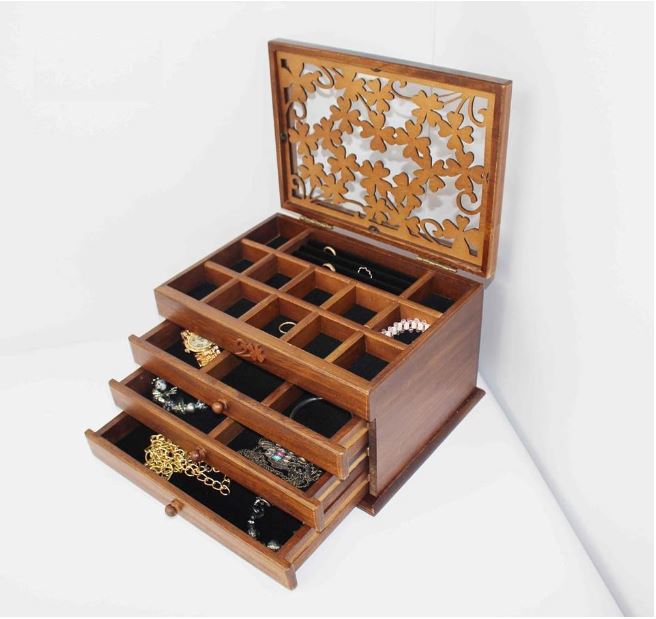 Hộp Đựng Trang Sức Gỗ 4 Tầng Vintage