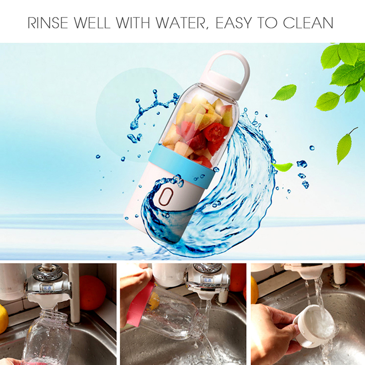 Portable Blender Juicer Cup Electric Automatic Water Bottle Blue