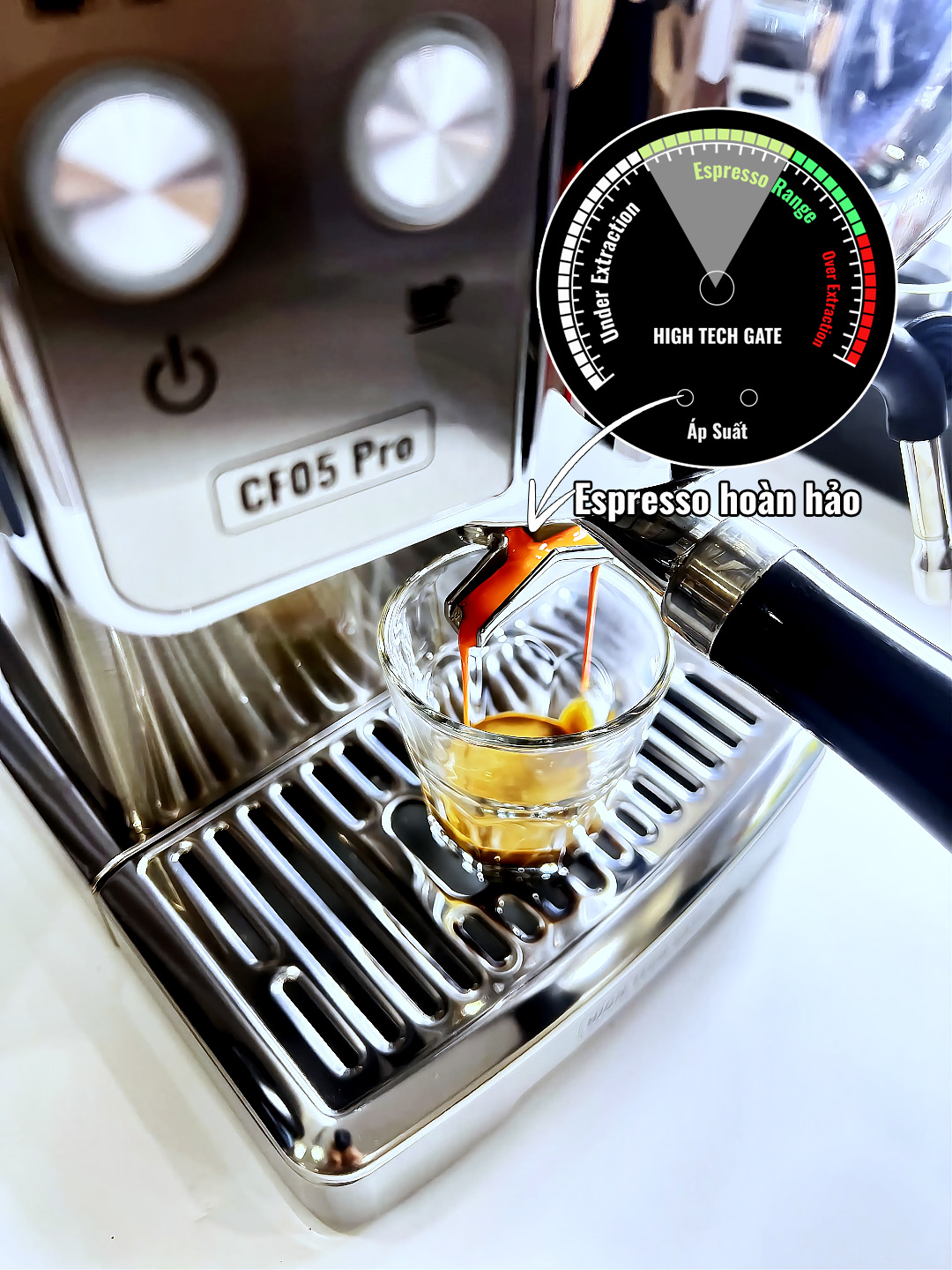 Máy pha cà phê espresso CF05 PRO chuyên nghiệp toàn diện DIY, giảm áp tự động an toàn nâng cấp, Hàng Chính Hãng