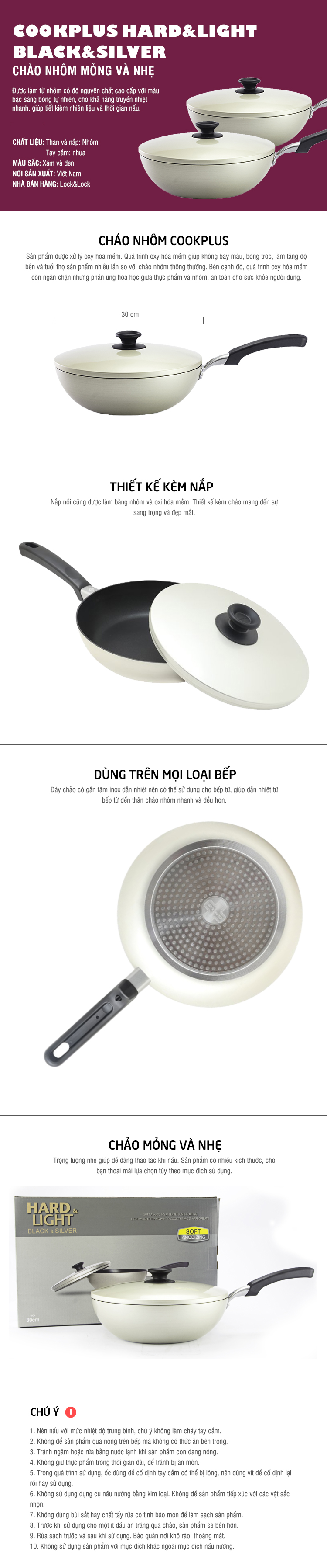 Chảo Sâu Lòng Lock&Lock Hard&Light Black&Silver LHP3305B-IH (30cm)