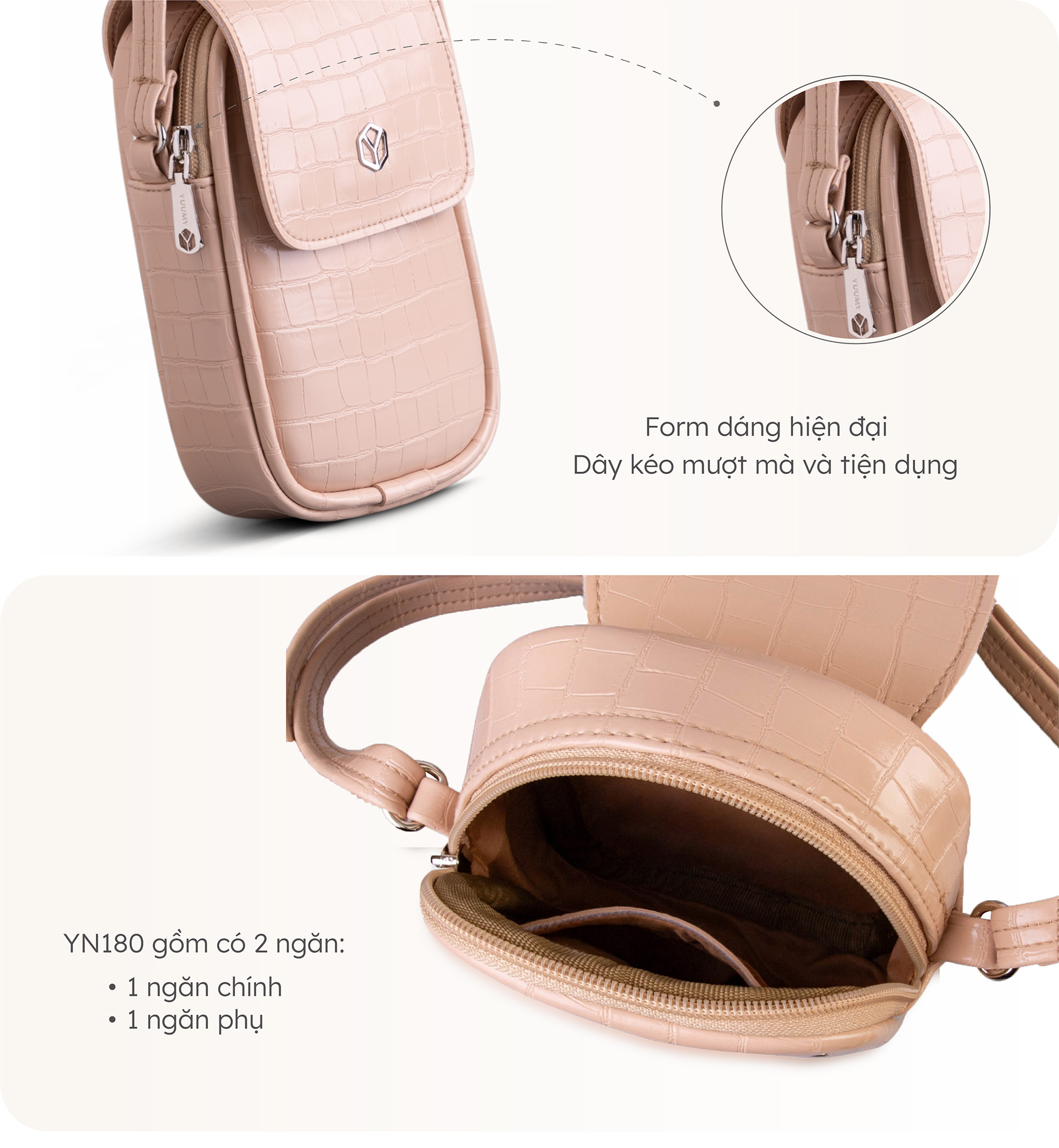 Túi Yuumy ( Thời trang nữ đi chơi sành điệu size 11 - Túi đeo chéo da Verein YN180 )