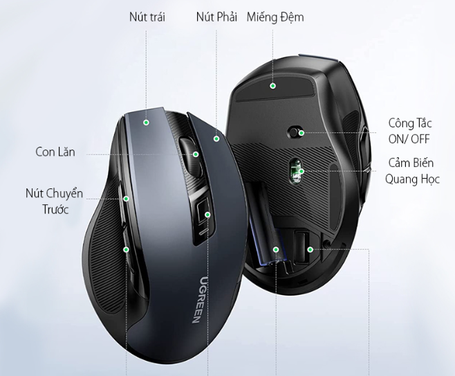 Chuột không dây dùng cho máy tính, laptop chất liệu nhựa ABS, màu đen Ugreen 90545 MU006 - Hàng chính hãng