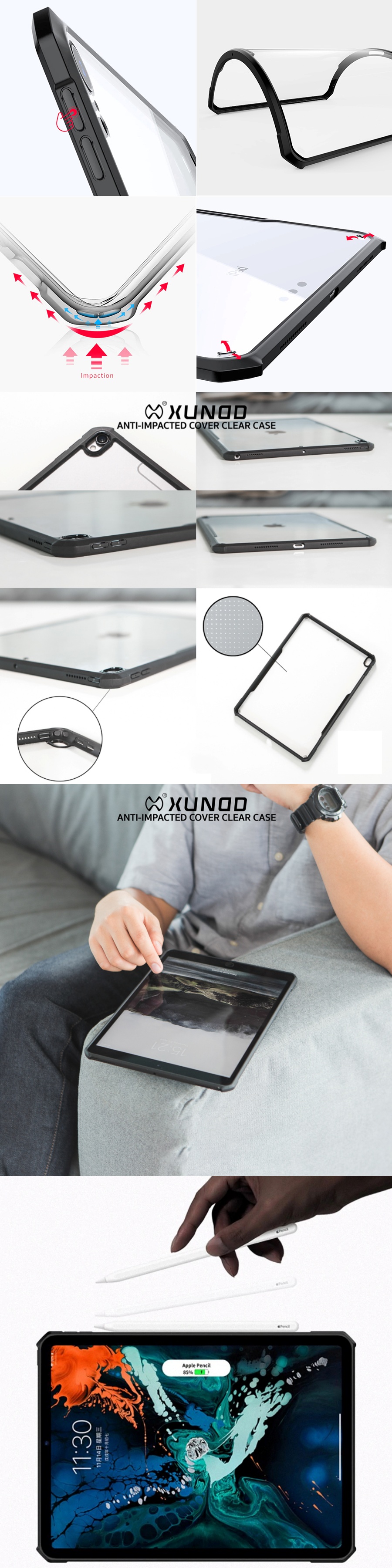 Ốp lưng XUNDD cao cấp viền máy nhựa dẻo dầy chống sốc airbag 4 góc, mặt lưng trong suốt bảo vệ iPad Gen7 2019 10.2 inch- Hàng chính hãng