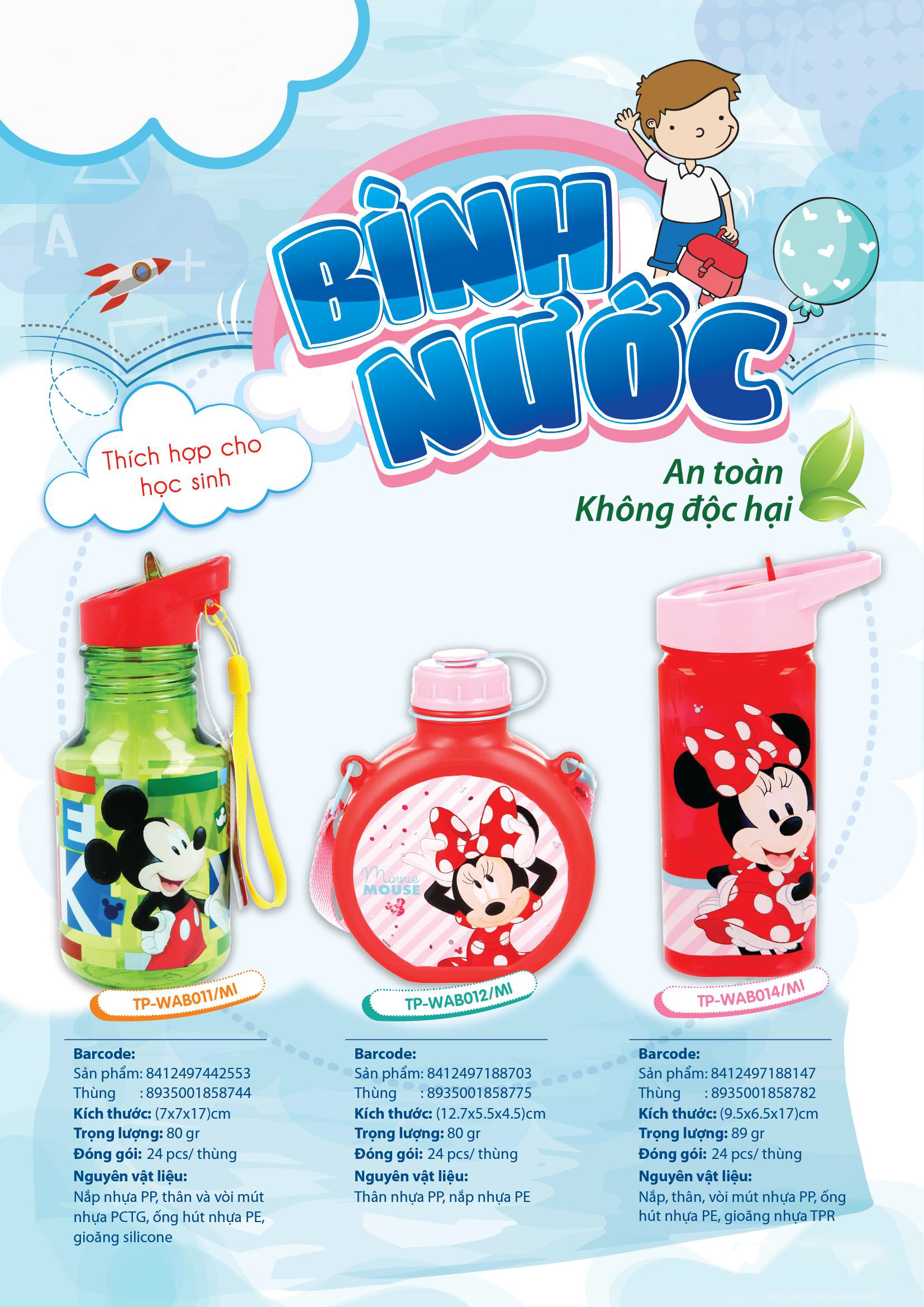 Bình nước MINNIE 530ML TP-WAB014 MI 4