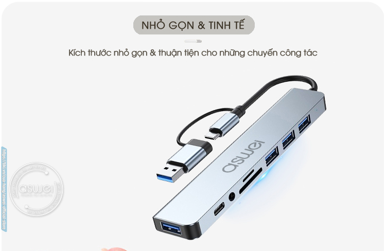 ổ chia usb, hub usb aswei 8in1