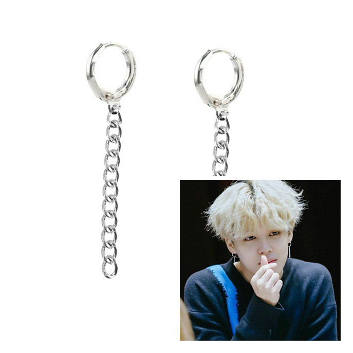 Khuyên tai nam bông tai sợi xích dài Jimin BTS cá tính 1 chiếc