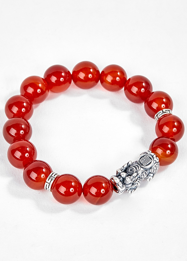 Vòng Tay Đá Mã Não Đỏ Phối Charm Tỳ Hưu Bạc Ngọc Quý Gemstones