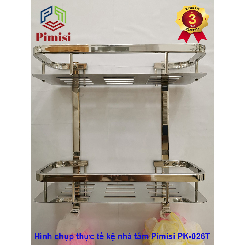 Kệ Nhà Tắm Để Đồ Gắn Tường Phẳng Thẳng Hay Để Góc Pimisi Inox 304 Hình Chữ Nhật Đựng Đồ Trong Phòng Tắm Sáng Bóng Dễ Vệ Sinh Hoặc Kệ Nhà Bếp 1 - 2 Tầng Thông Minh Gắn Tường Bằng Khoan Đinh Vít Chắc Chắn | Hàng Chính Hãng