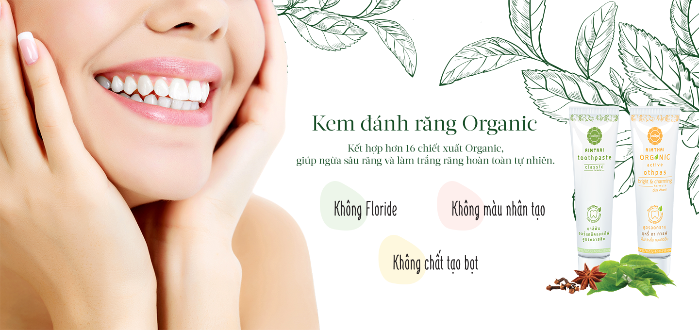 KEM ĐÁNH RĂNG THẢO DƯỢC ORGANIC AIMTHAI - CLASSIC- CHIẾT XUẤT VÀ TINH DẦU THẢO DƯỢC ORGANIC GIÚP TRẮNG RĂNG, THƠM MIỆNG, NGĂN NGỪA MẢNG BÁM 6