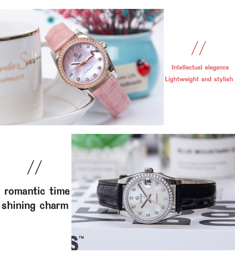 【START】đồng hồ nữ mặt số xà cừ đồng hồ cơ tự động chống nước chức năng ngày đồng hồ thời trang Nhiều màu sắc để lựa chọn