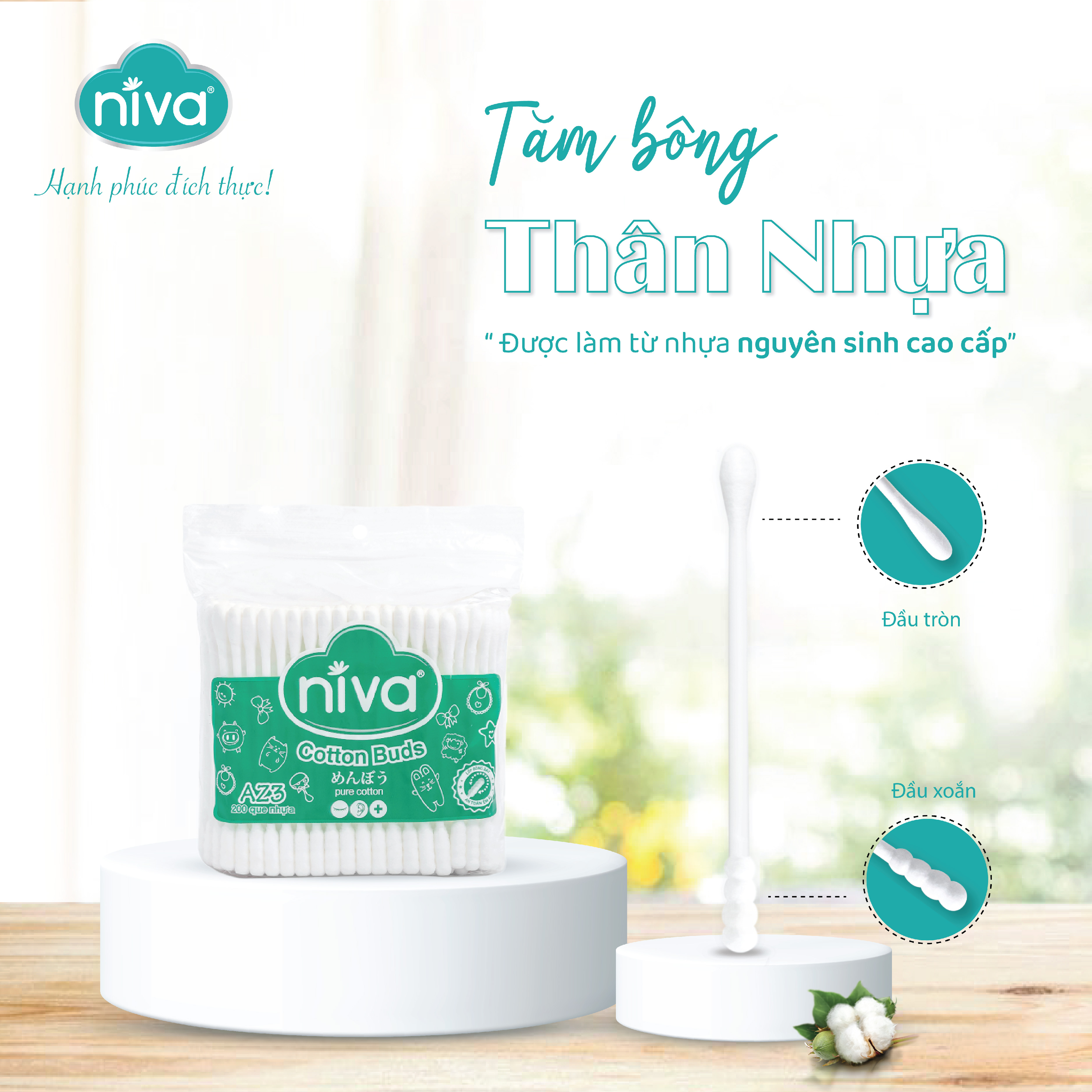 Combo 5 Tăm Bông NIVA Dành Cho Người Lớn Túi Zipper 200 Que nhựa Az3