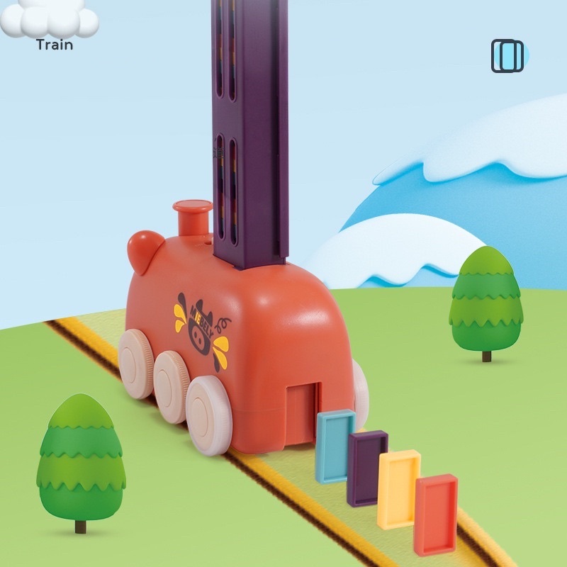 Đồ Chơi Đoàn Tàu Thả Domino Có Đèn Cho Bé Xếp Hình Lắp Ráp Giải Trí Giúp Bé Tăng Trí Thông Minh Rèn Luyện Tư Duy PaKaSa - Chính Hãng
