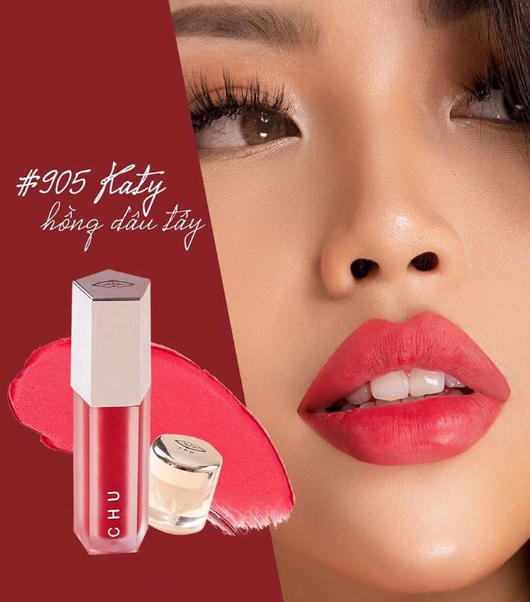 Son Nhung Chu Lipstick - Son Kem Lì Mượt Mịn & Bám Màu Lâu Trôi - Tặng Kèm Túi Và Son Dưỡng