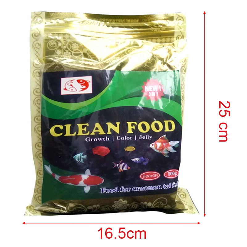 Thức Ăn Cho Cá CLEAN FOOD ( 500GR) Cao Cấp, Phù Hợp Mọi Loại Cá Cảnh, Giàu Dinh Dưỡng, Giúp Cá Lớn Nhanh, Lên Màu Đẹp