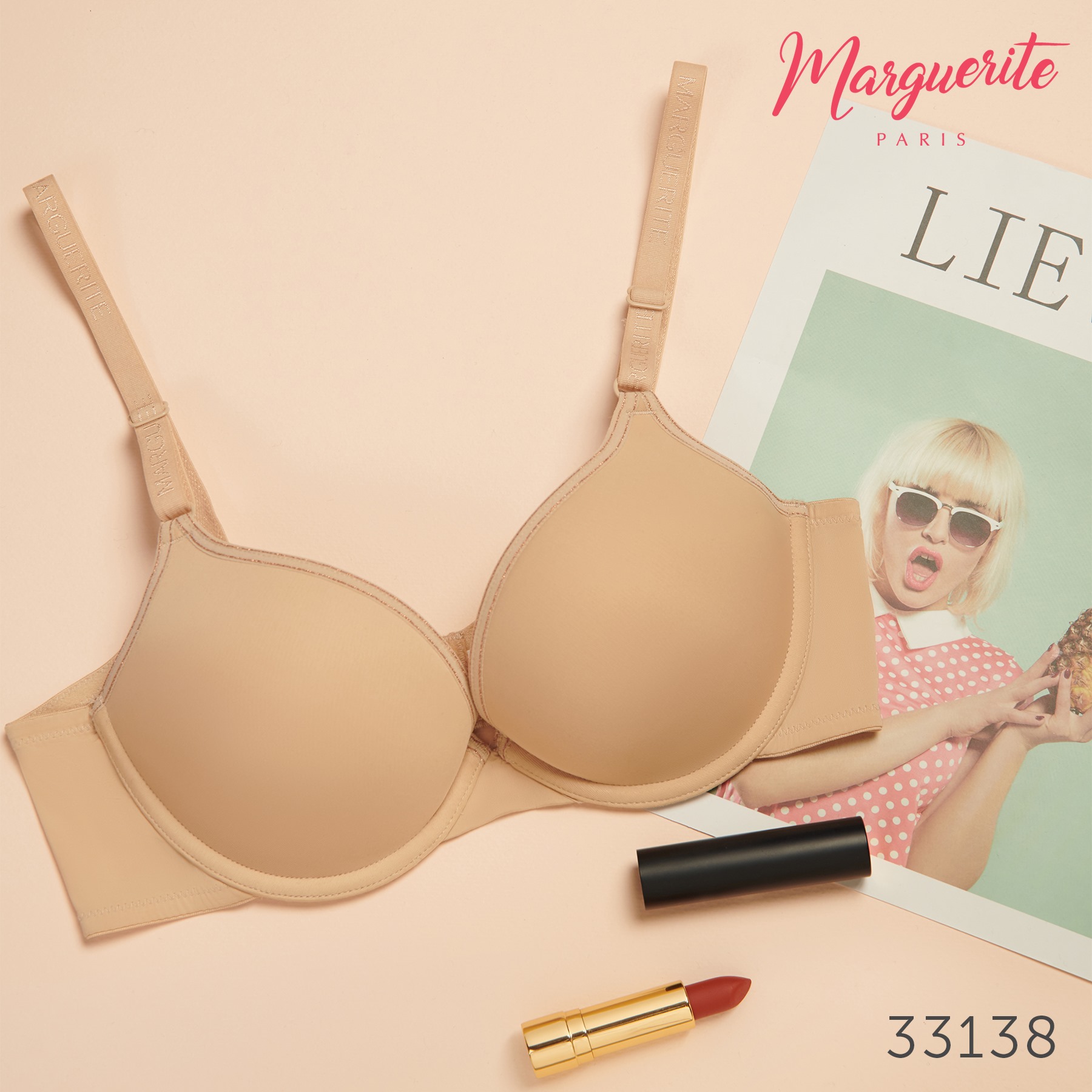 Áo lót nữ - Áo ngực nữ Marguerite Paris 33138 mút dày 3 múi nâng đẩy ngực
