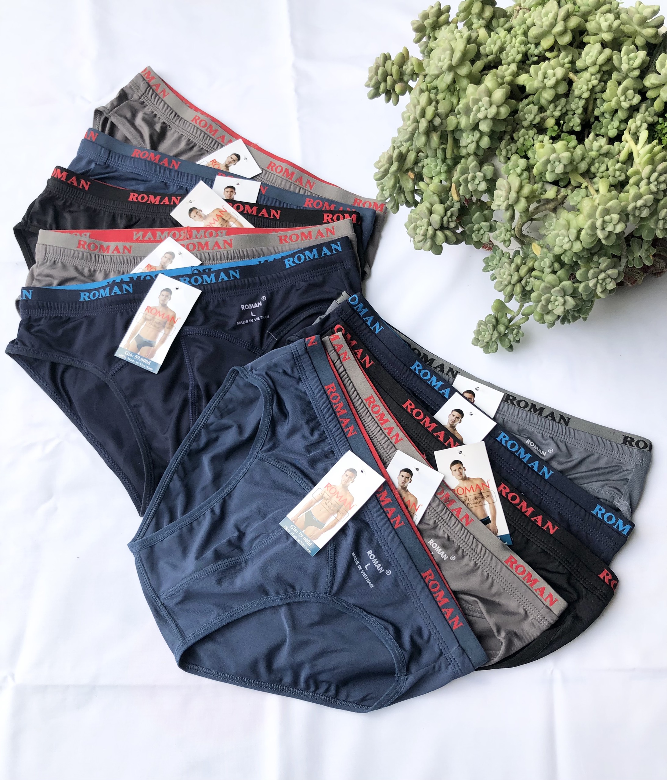 Combo 5 quần lót nam,sịp nam cao cấp(ROMAN,HEROMAN,TONNY) 5 màu 2 bảng lưng - Vải thun lạnh cực mát.