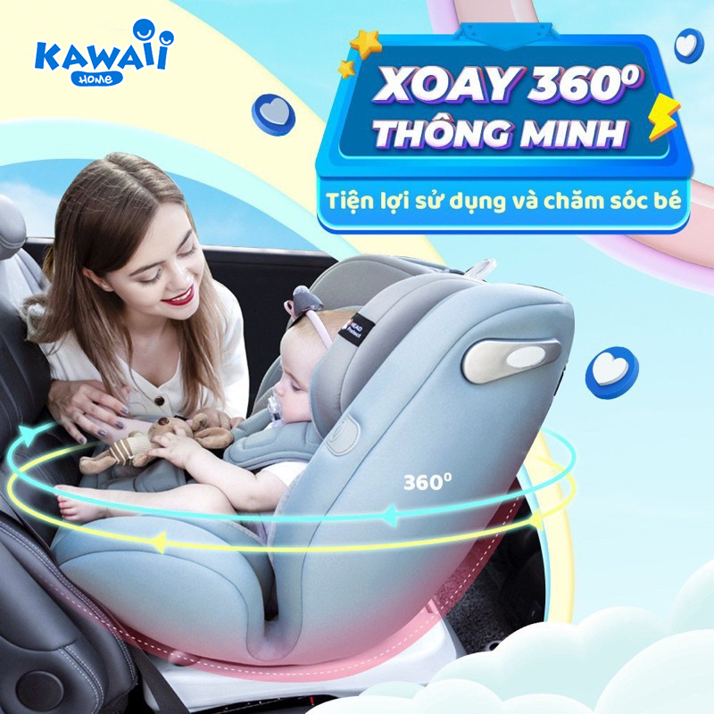 ghế ngồi ô tô dành cho bé sơ sinh đến 4 tuổi kawaii home, an toàn cho bé - bảo hành 12 tháng 5