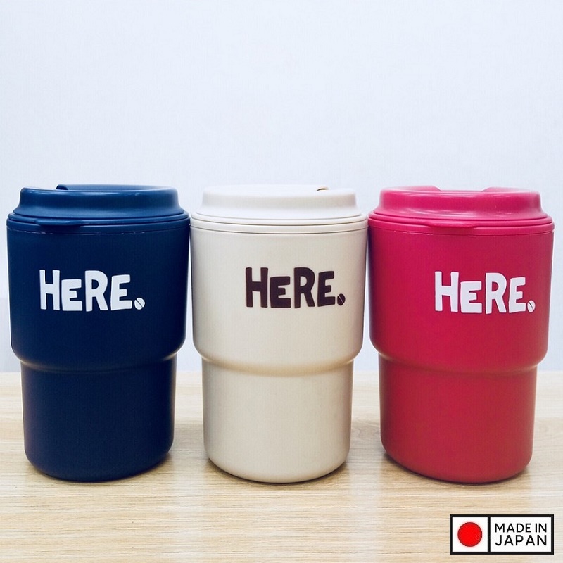 Cốc giữ nhiệt Here Inomata 320m có nắp xoay để đậy kín giữ nhiệt & đảm bảo an toàn vệ sinh - Hàng nội địa Nhật Bản |#Made in Japan|
