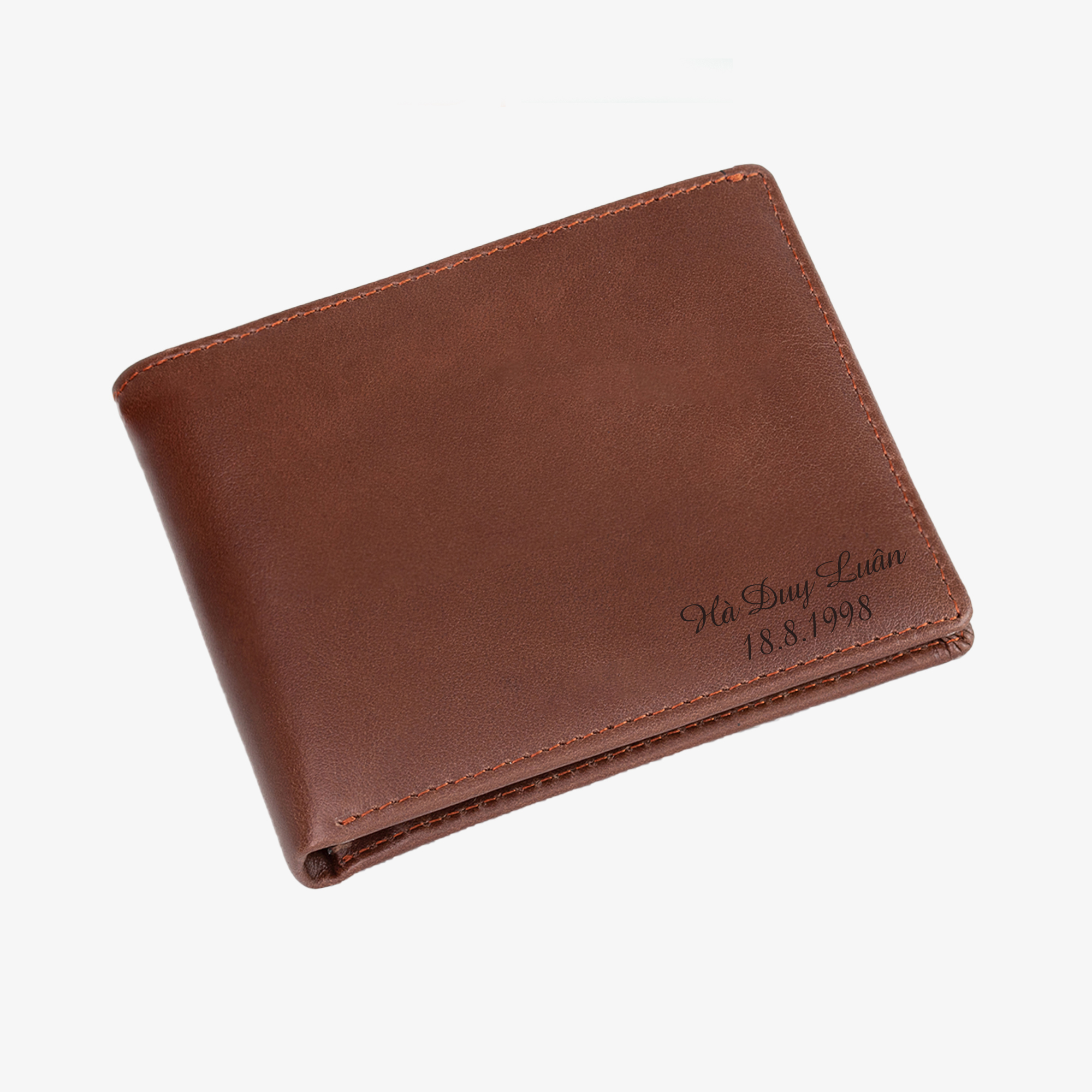 Ví nam da bò khắc tên theo yêu cầu V101K - Bụi leather
