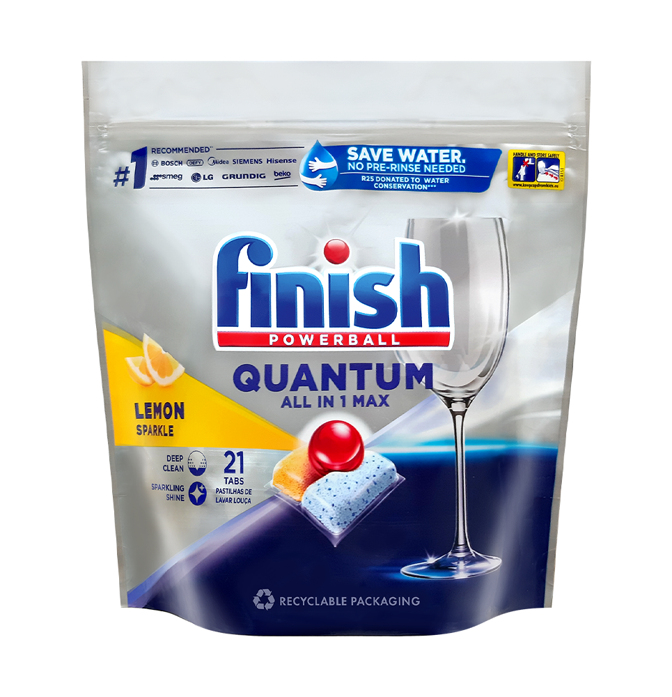 Combo 4 túi Viên Rửa Chén Bát Finish Powerball Quantum 21 viên