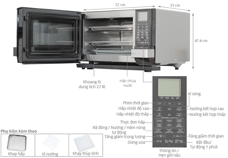 Lò Vi Sóng Hơi Nước Sharp AX-1100VN(S) (27 Lít)