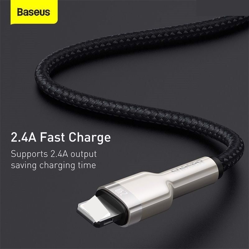 Cáp sạc nhanh Baseus Cafule Metal Series USB-IP CALJK  2.4A - hàng chính hãng