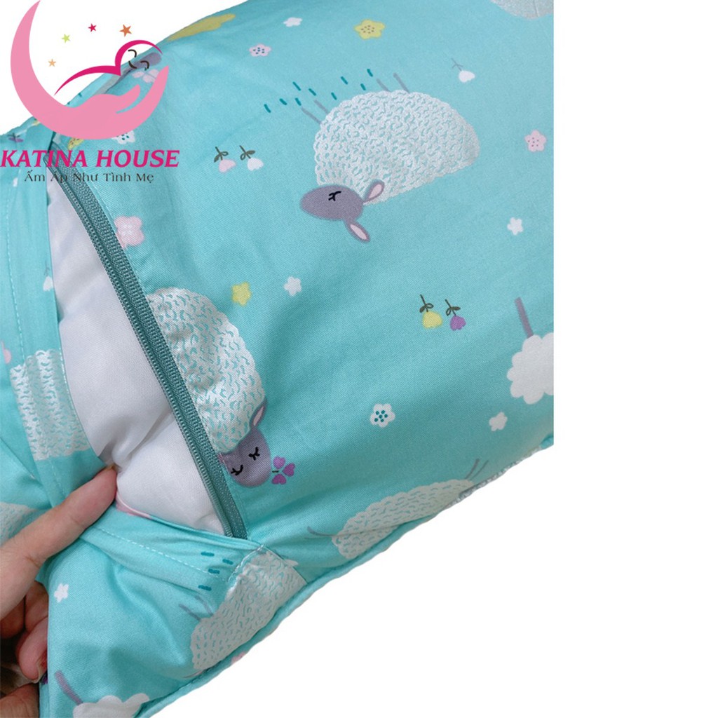 gối trẻ em cao cấp 1-5t, gòn lông vũ nhân tạo vải cotton satin hàn quốc giúp gối êm mềm, mát, nhiều họa tiết hình thú 4