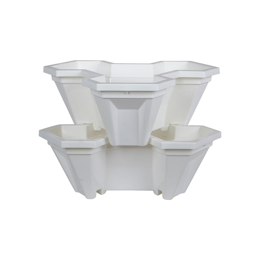 COMBO 2 THÁP TRỒNG RAU HỮU CƠ (7 chậu màu nâu + 7 chậu màu trắng)- Độ bền cao-Tiện dụng - Tiết kiệm không gian
