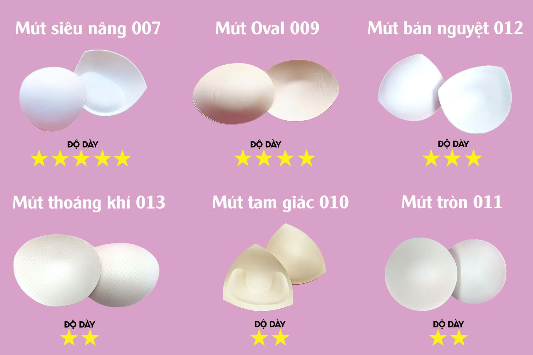 Mút ngực định hình Oval cho Áo tập yoga gym Hibi Sports MUT009 - 1 cặp