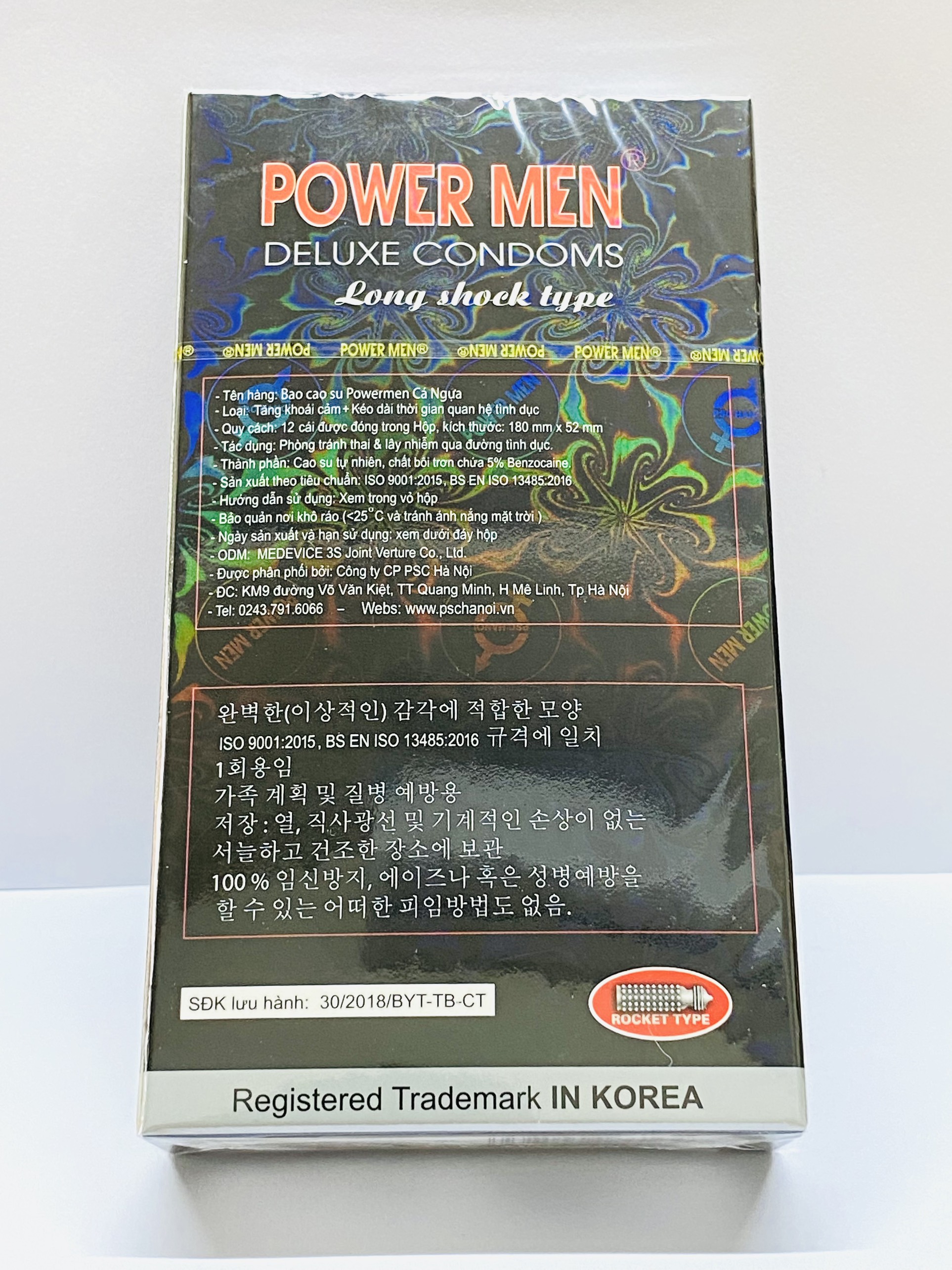 Bao cao su cá ngựa Power Men Long Shock Type chính hãng