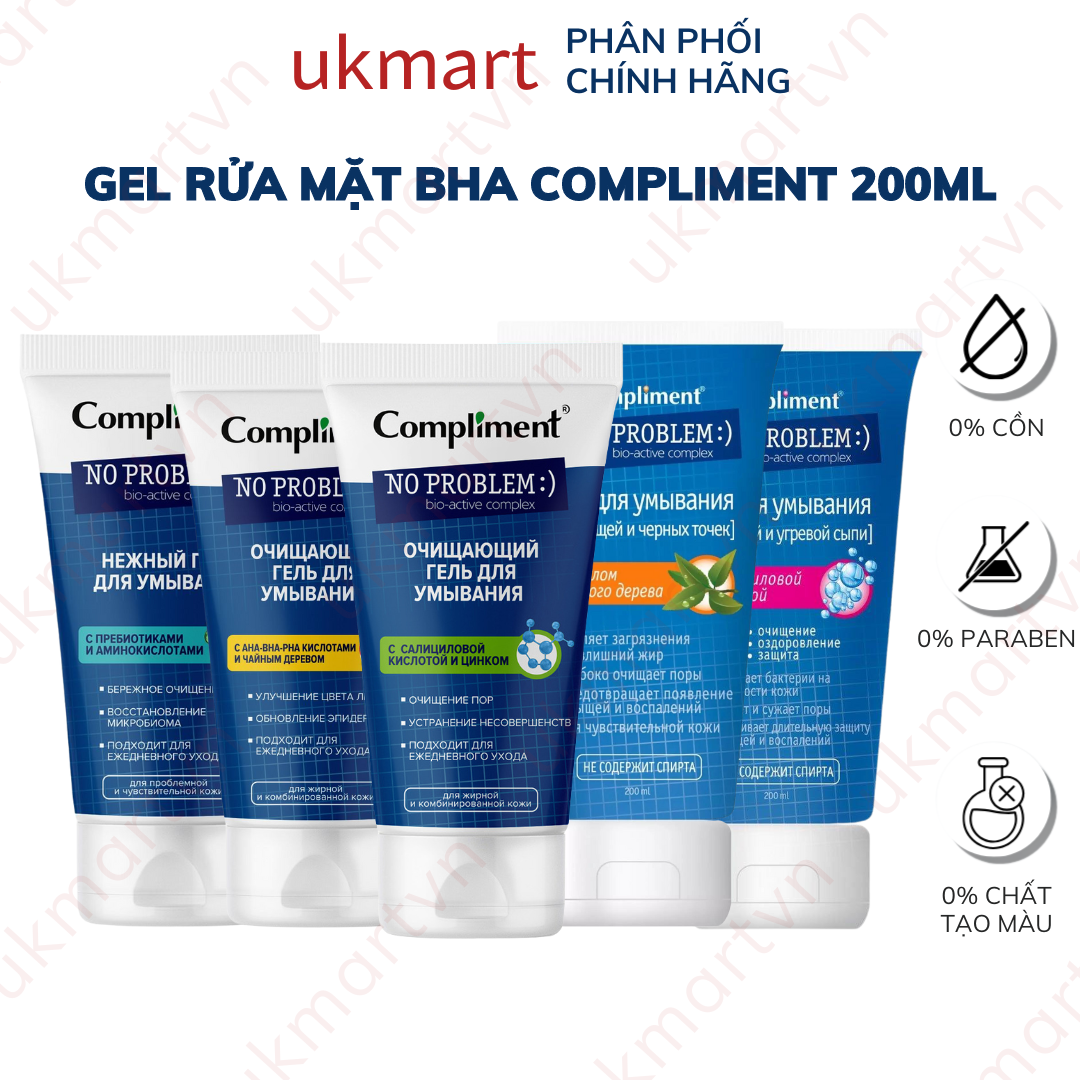 Gel Rửa Mặt Cho Da Mụn Compliment No Problem 200ml