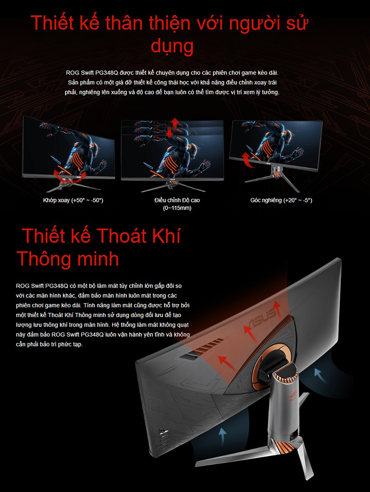 Màn Hình Game Cong ASUS ROG Swift PG348Q 34 inch 2K Ultra Wide (2048 x 1080) 5ms 100Hz G-Syns IPS - Hàng Chính Hãng