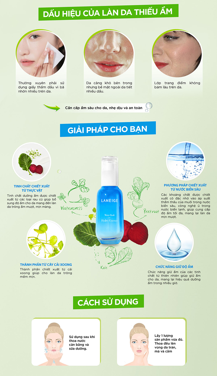 Tinh Chất Dưỡng Ẩm Từ Nước Khoáng Cho Mọi Loại Da Miniature Laneige Water Bank Hydro Essence (30ml)